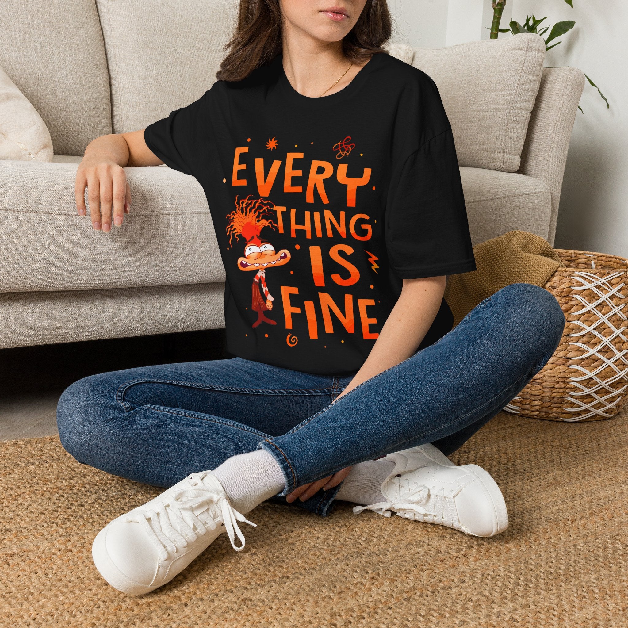 Everything Is Fine T-Shirt — Funny Retro Cartoon Stress Relief Tee