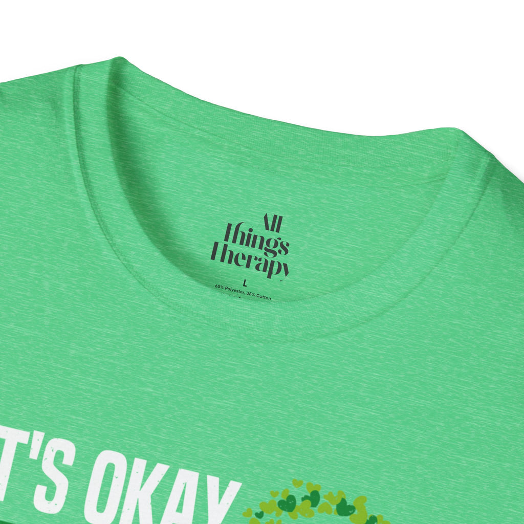 Mental Health Awareness Unisex Softstyle T-Shirt - Supportive Green Ribbon Design