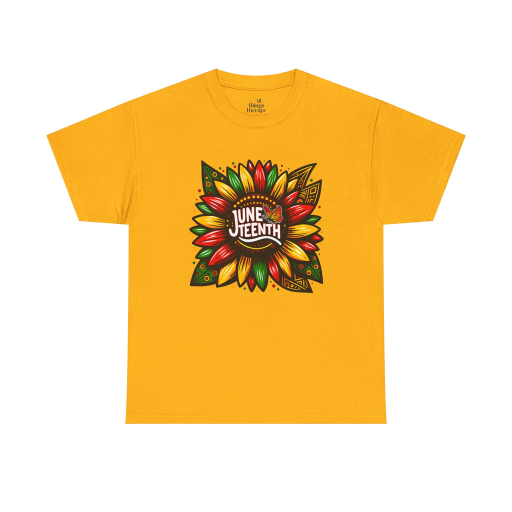 Juneteenth Floral Unisex Heavy Cotton Tee, Celebrate Freedom, Black History Month, Gift for Activists, Summer T-Shirt, Equality Apparel