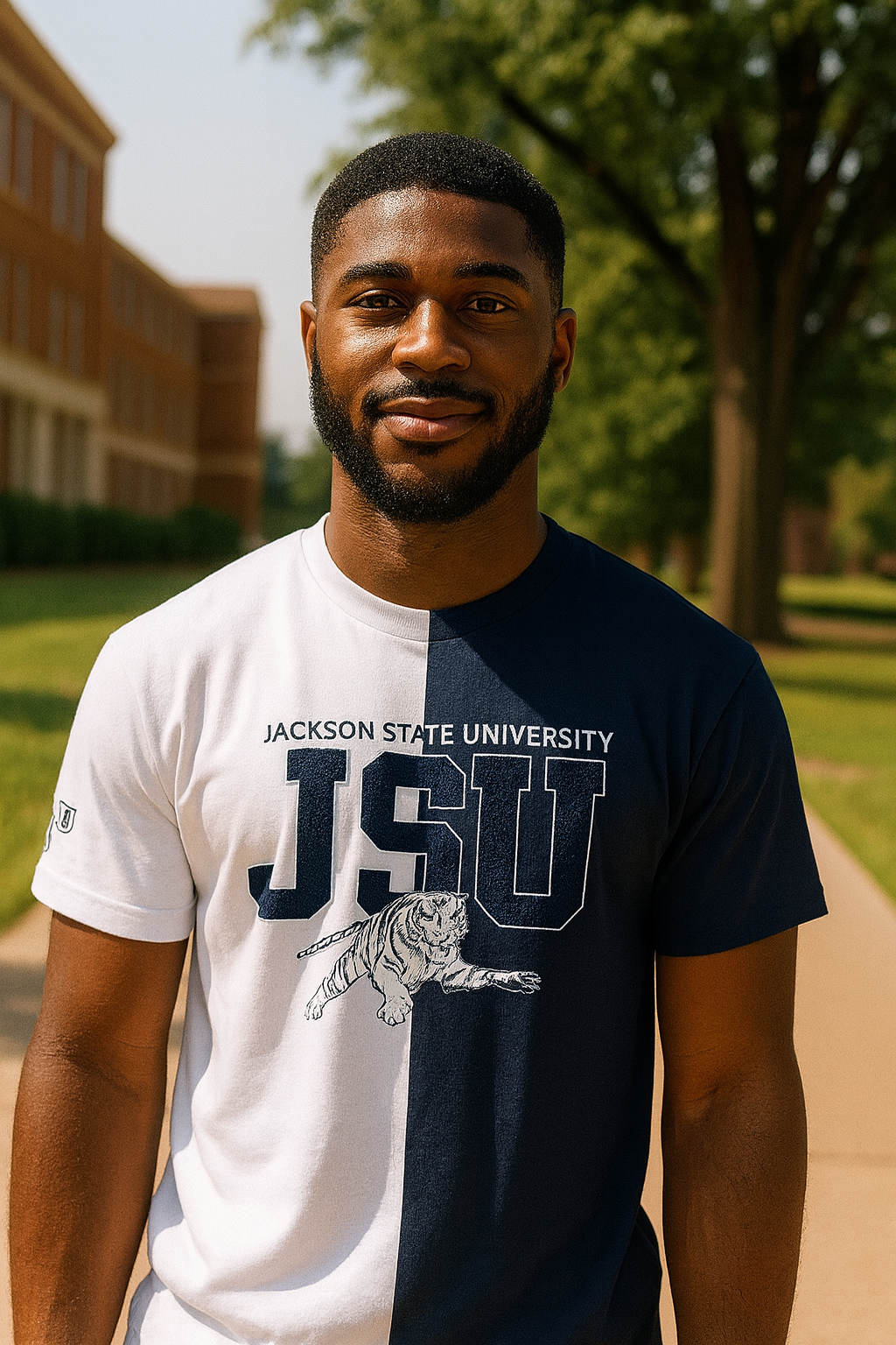 Grey and White Split JSU T-shirt (Unisex) PRE ORDER SHIPS BY END OF SEPTEMBER
