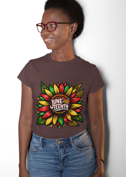 Juneteenth Floral Unisex Heavy Cotton Tee, Celebrate Freedom, Black History Month, Gift for Activists, Summer T-Shirt, Equality Apparel