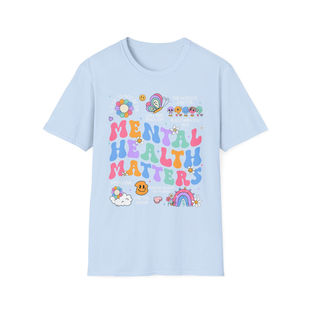 Mental Health Matters T-Shirt — Retro Rainbow Positivity Tee