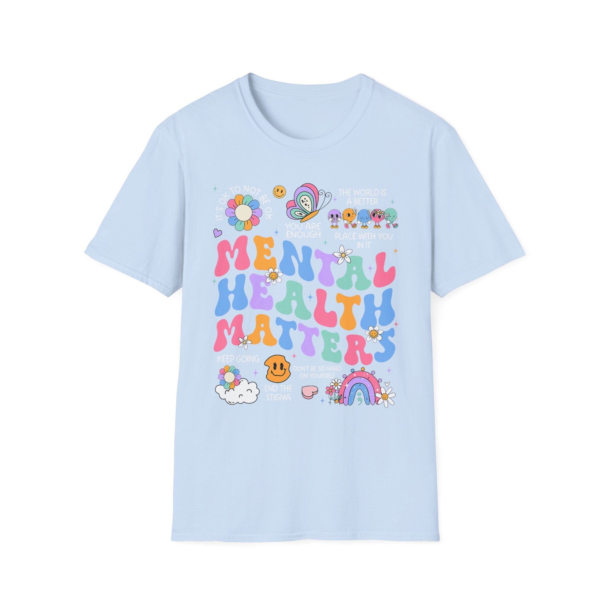 Mental Health Matters T-Shirt — Retro Rainbow Positivity Tee