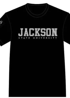 Jackson State University Black and Grey Chenille Tshirt PRE ORDER SHIPS BY NOVEMBER 15