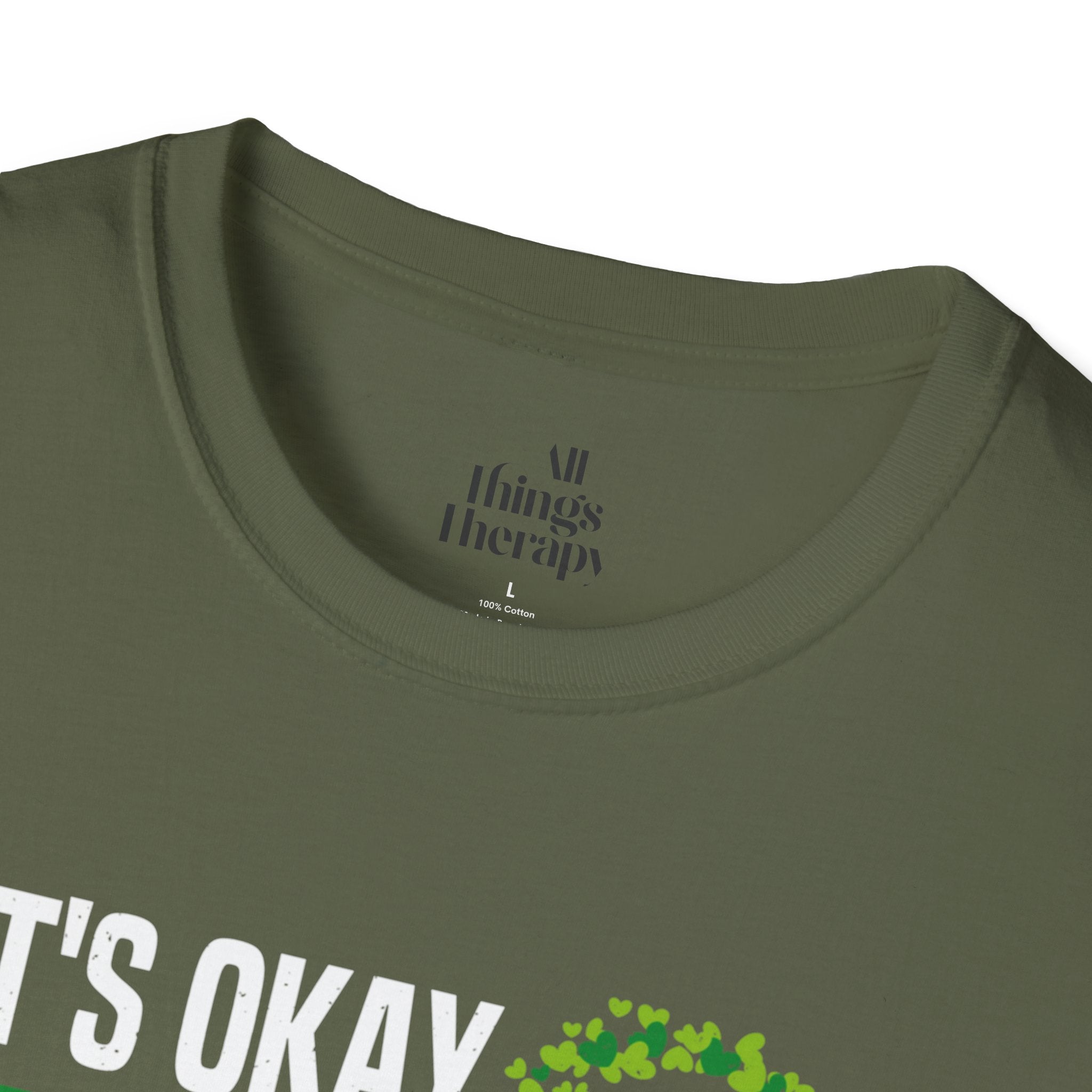 Mental Health Awareness Unisex Softstyle T-Shirt - Supportive Green Ribbon Design