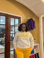 Licensed Clinical Social Worker Cream and Yellow Embroidered Sweatshirt