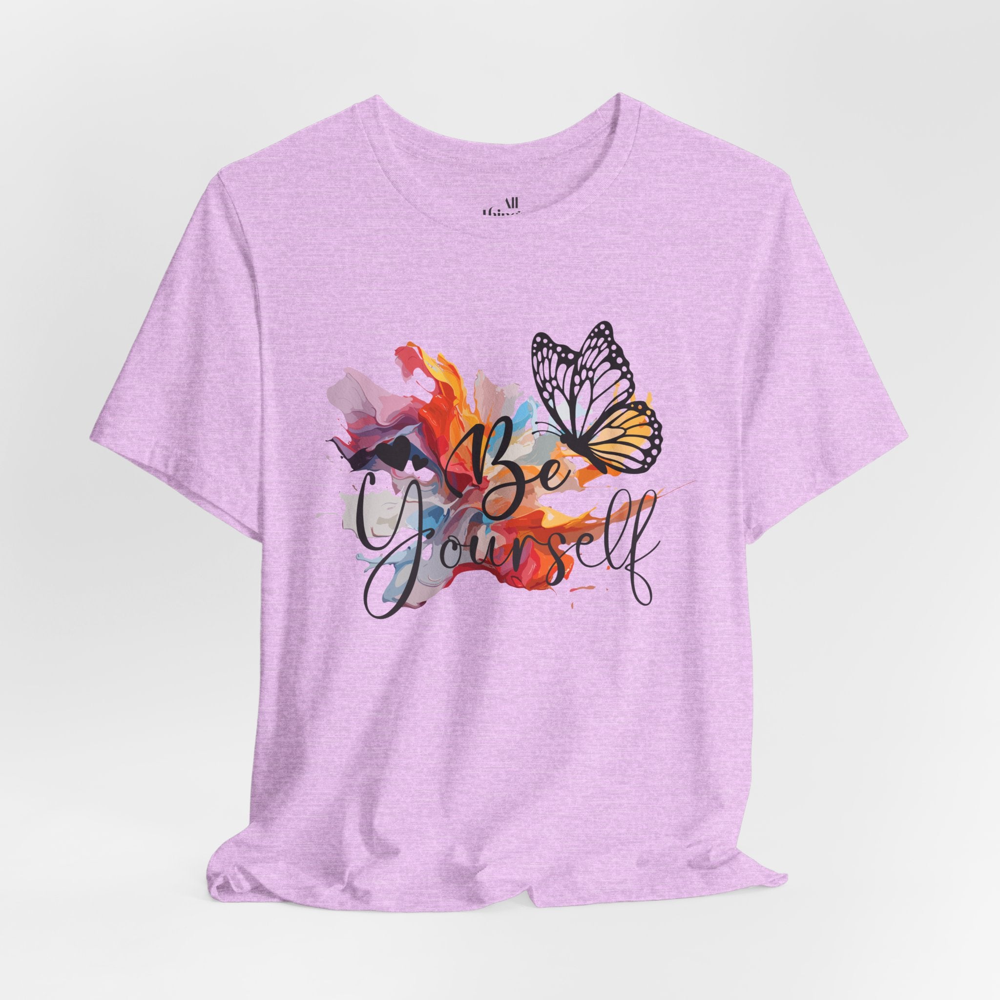 Be Yourself Butterfly T-Shirt — Inspirational Floral Watercolor Tee