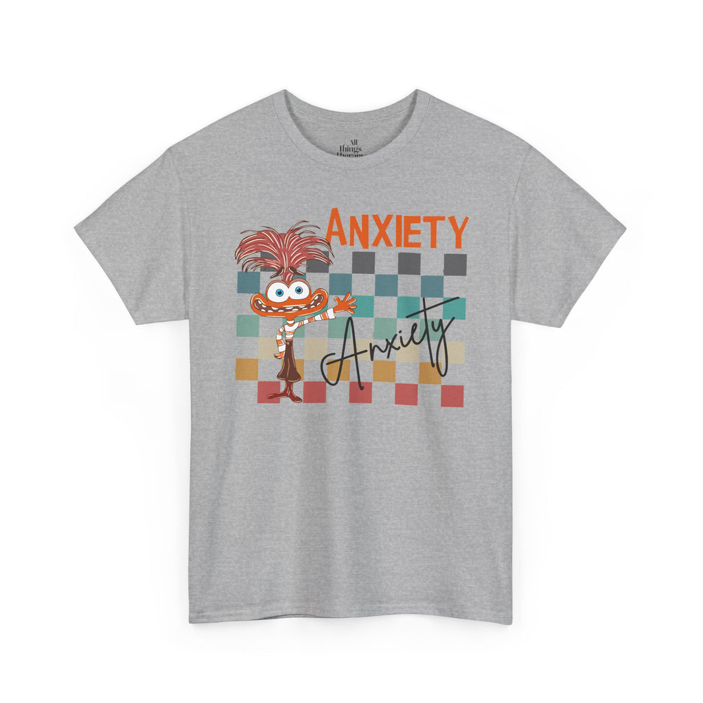 Anxiety Family Graphic Tee — Cute Checkerboard Monster Mental Health Shirt