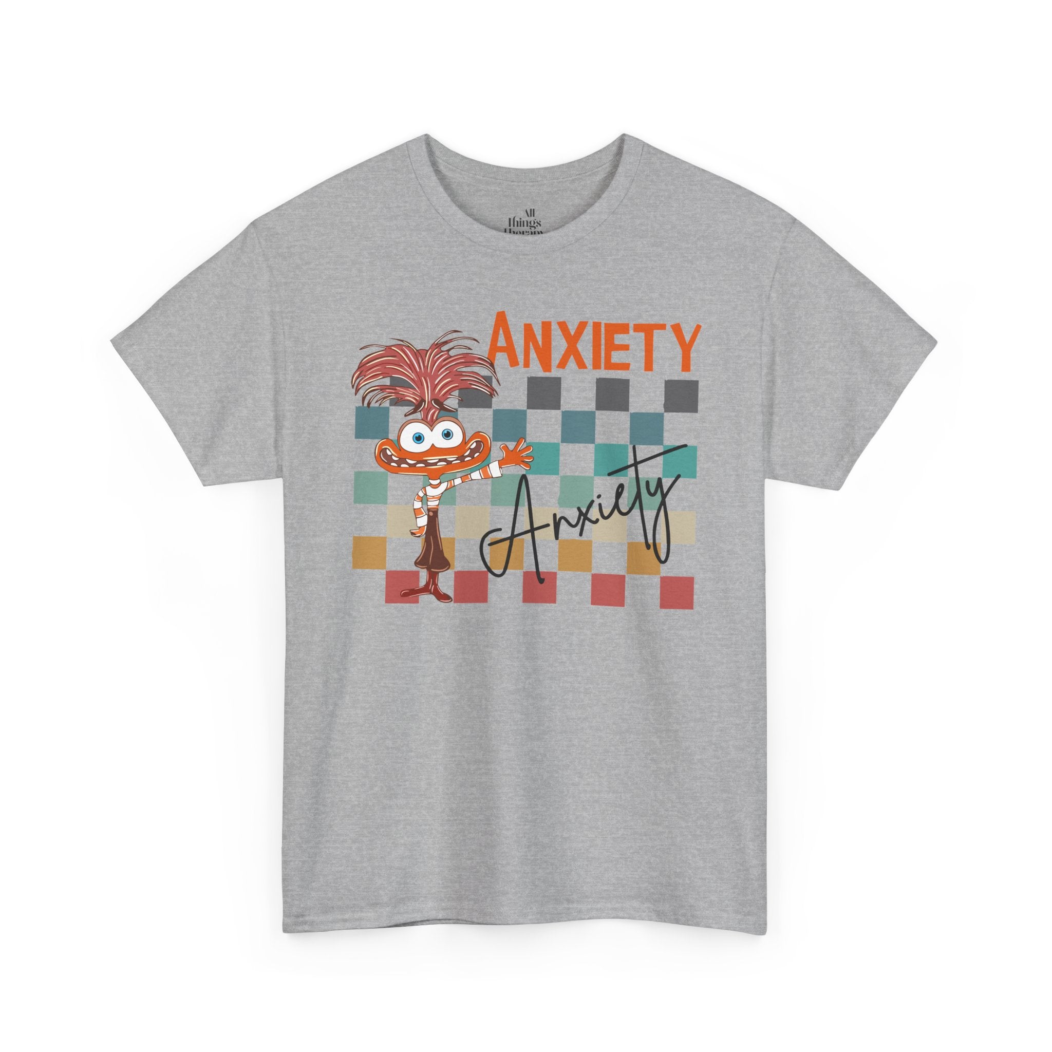Anxiety Family Graphic Tee — Cute Checkerboard Monster Mental Health Shirt