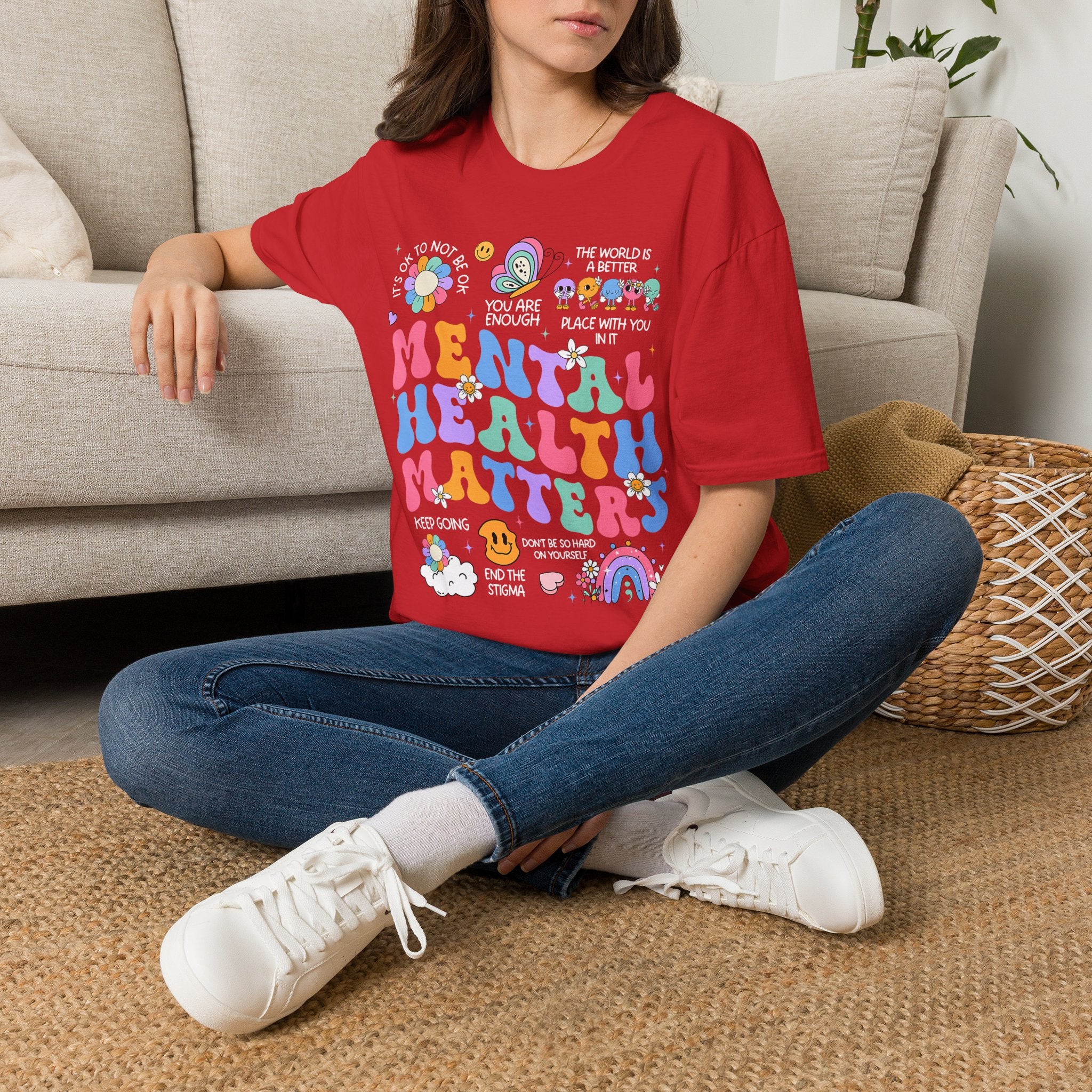 Mental Health Matters T-Shirt — Retro Rainbow Positivity Tee