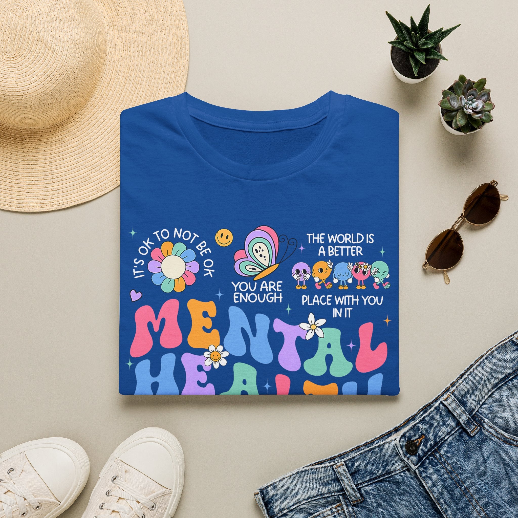 Mental Health Matters T-Shirt — Retro Rainbow Positivity Tee