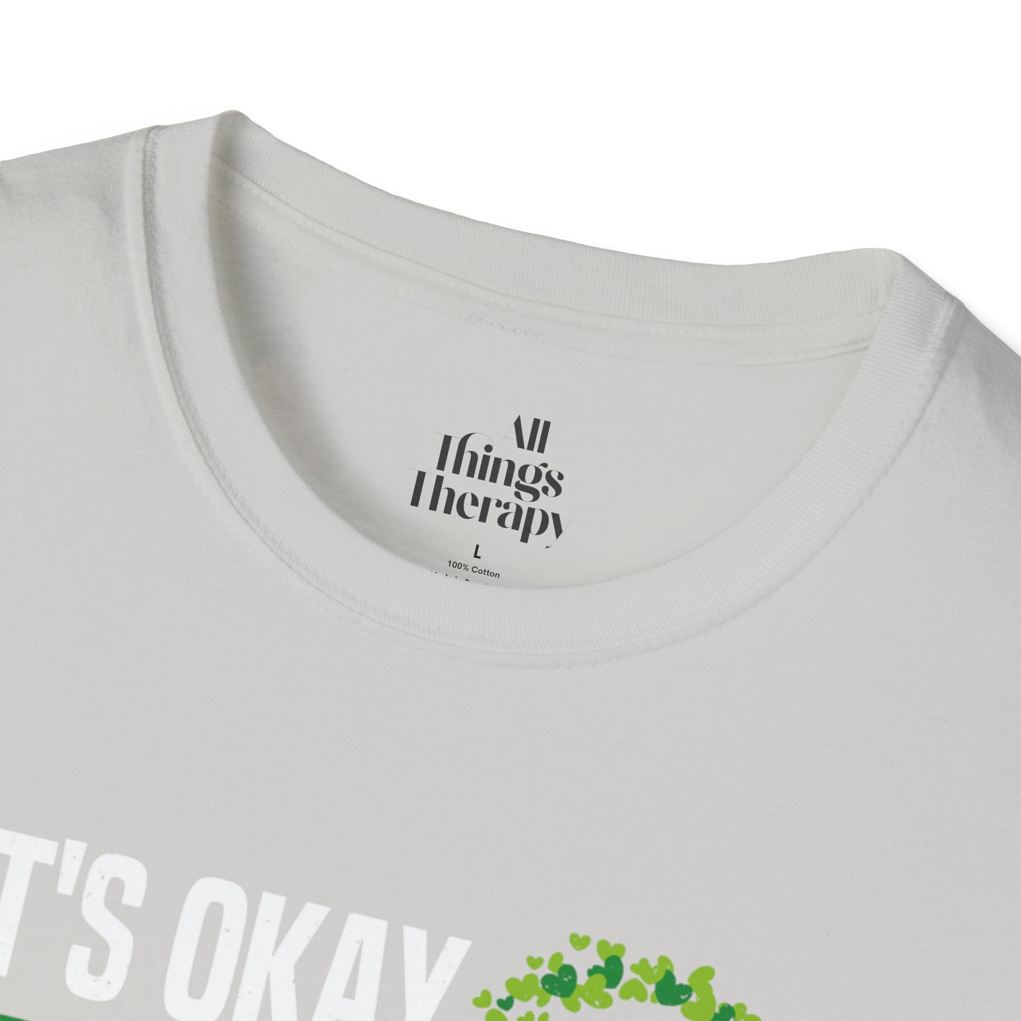 Mental Health Awareness Unisex Softstyle T-Shirt - Supportive Green Ribbon Design