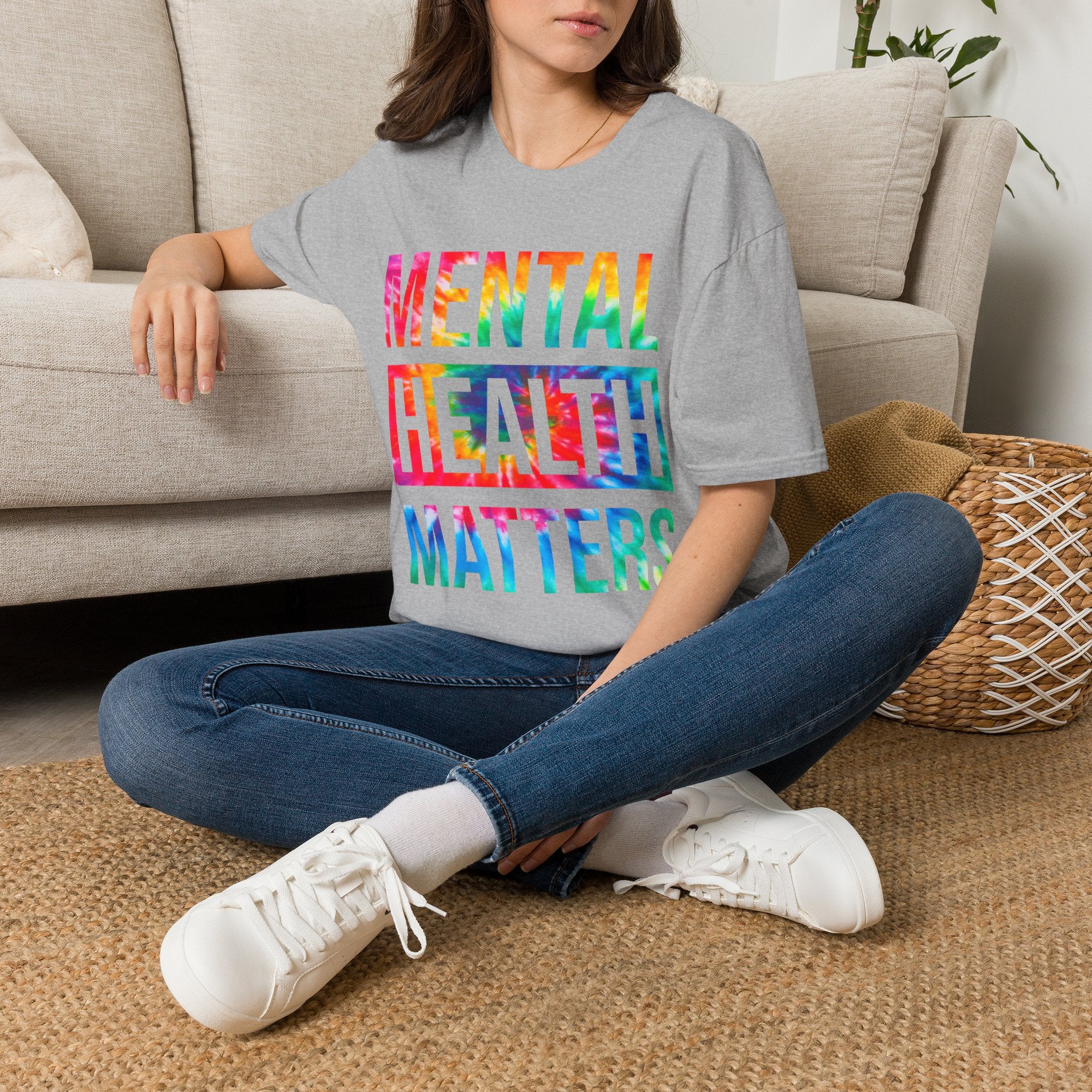 Mental Health Matters T-Shirt — Rainbow Tie-Dye Awareness Tee