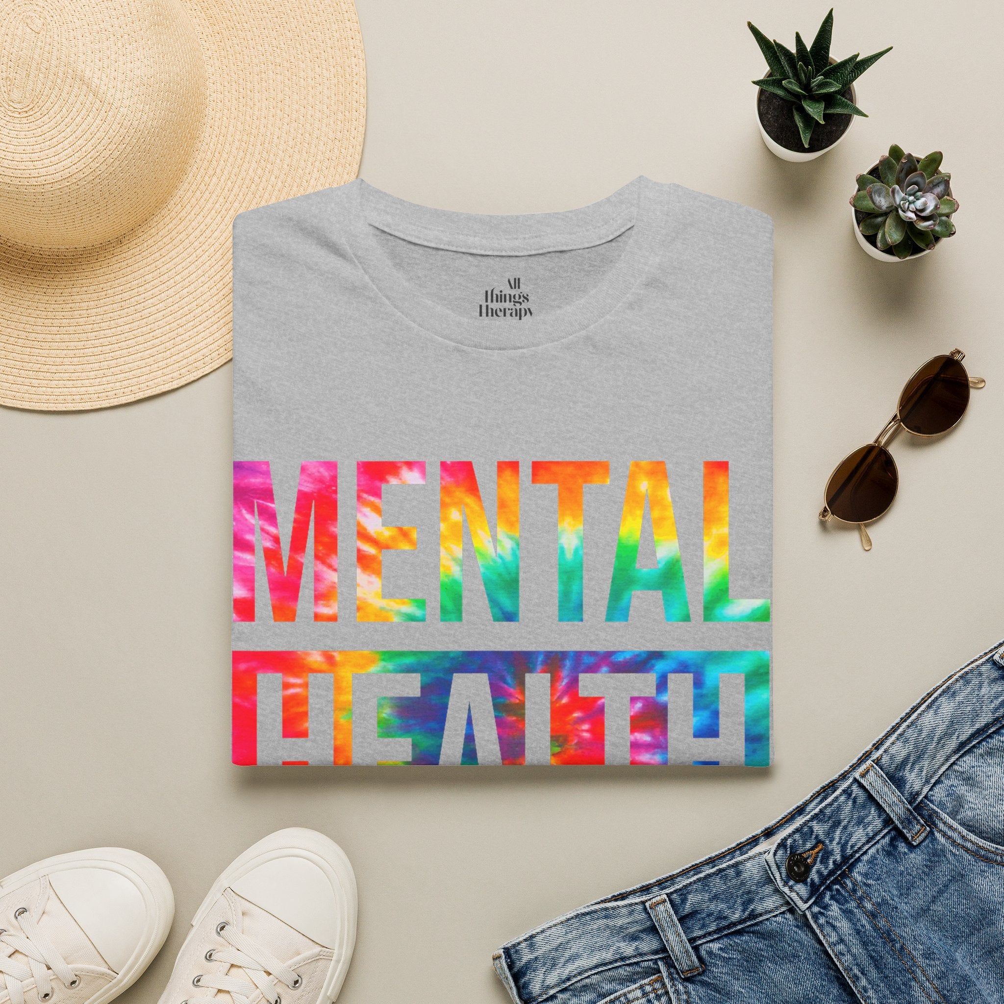 Mental Health Matters T-Shirt — Rainbow Tie-Dye Awareness Tee