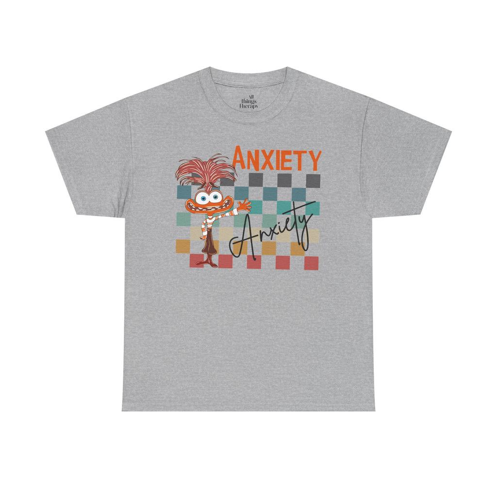 Anxiety Family Graphic Tee — Cute Checkerboard Monster Mental Health Shirt