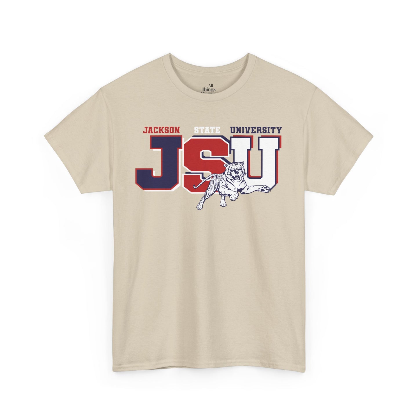 Unisex Heavy Cotton Tee, Jackson University Spirit Shirt, College Apparel, Graduation Gift, Casual Wear, School Pride Tee