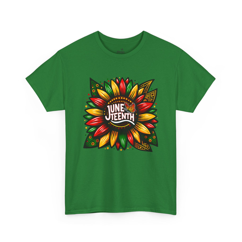 Juneteenth Floral Unisex Heavy Cotton Tee, Celebrate Freedom, Black History Month, Gift for Activists, Summer T-Shirt, Equality Apparel
