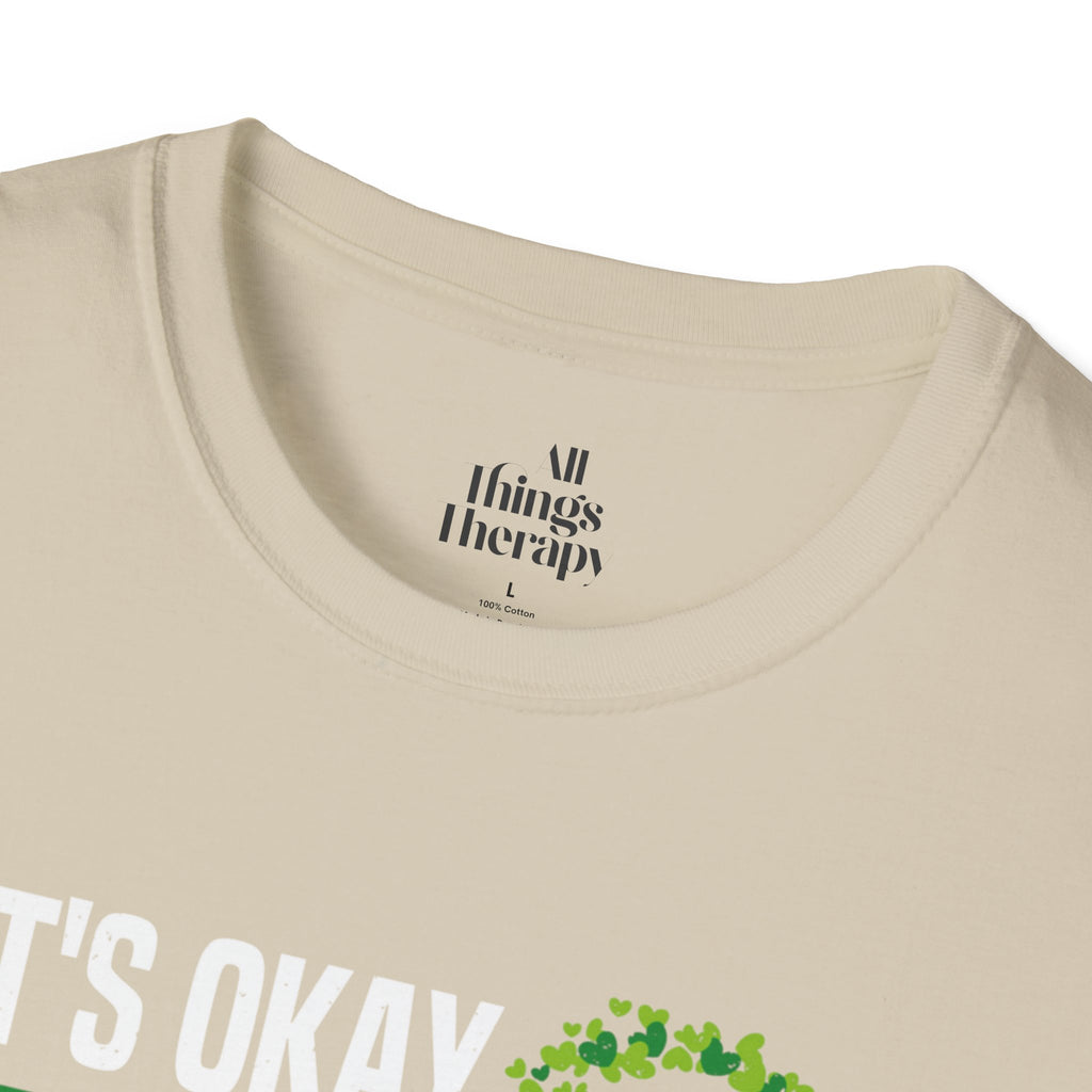 Mental Health Awareness Unisex Softstyle T-Shirt - Supportive Green Ribbon Design