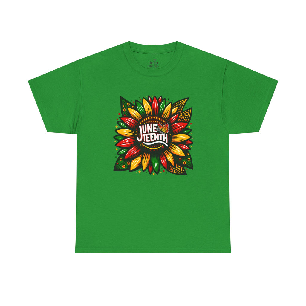 Juneteenth Floral Unisex Heavy Cotton Tee, Celebrate Freedom, Black History Month, Gift for Activists, Summer T-Shirt, Equality Apparel