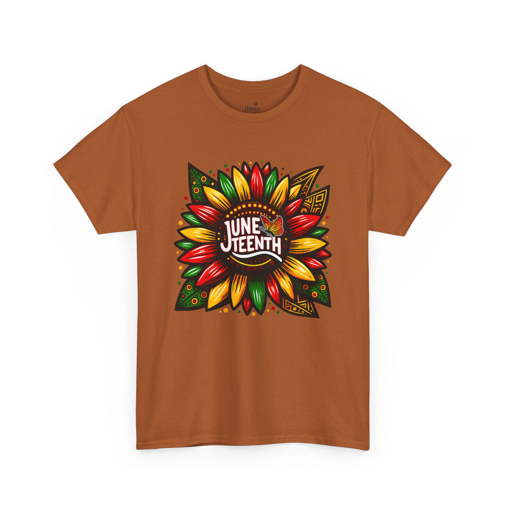 Juneteenth Floral Unisex Heavy Cotton Tee, Celebrate Freedom, Black History Month, Gift for Activists, Summer T-Shirt, Equality Apparel