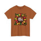 Juneteenth Floral Unisex Heavy Cotton Tee, Celebrate Freedom, Black History Month, Gift for Activists, Summer T-Shirt, Equality Apparel