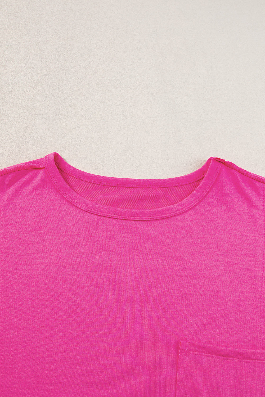 Bright Pink Patched Pocket Exposed Seam Oversize T-shirt