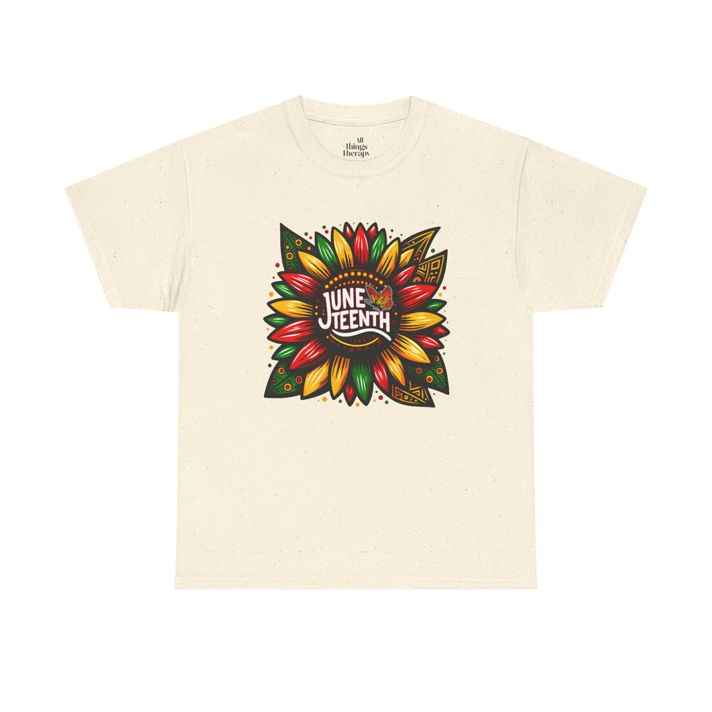 Juneteenth Floral Unisex Heavy Cotton Tee, Celebrate Freedom, Black History Month, Gift for Activists, Summer T-Shirt, Equality Apparel