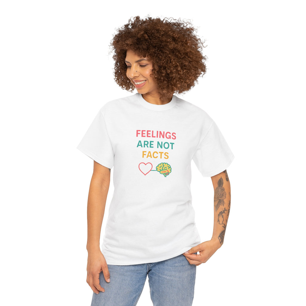 Feelings Are Not Facts Unisex Heavy Cotton Tee, Funny T-Shirt, Gift for Mental Health Awareness, Casual Wear, Affirmation Shirt
