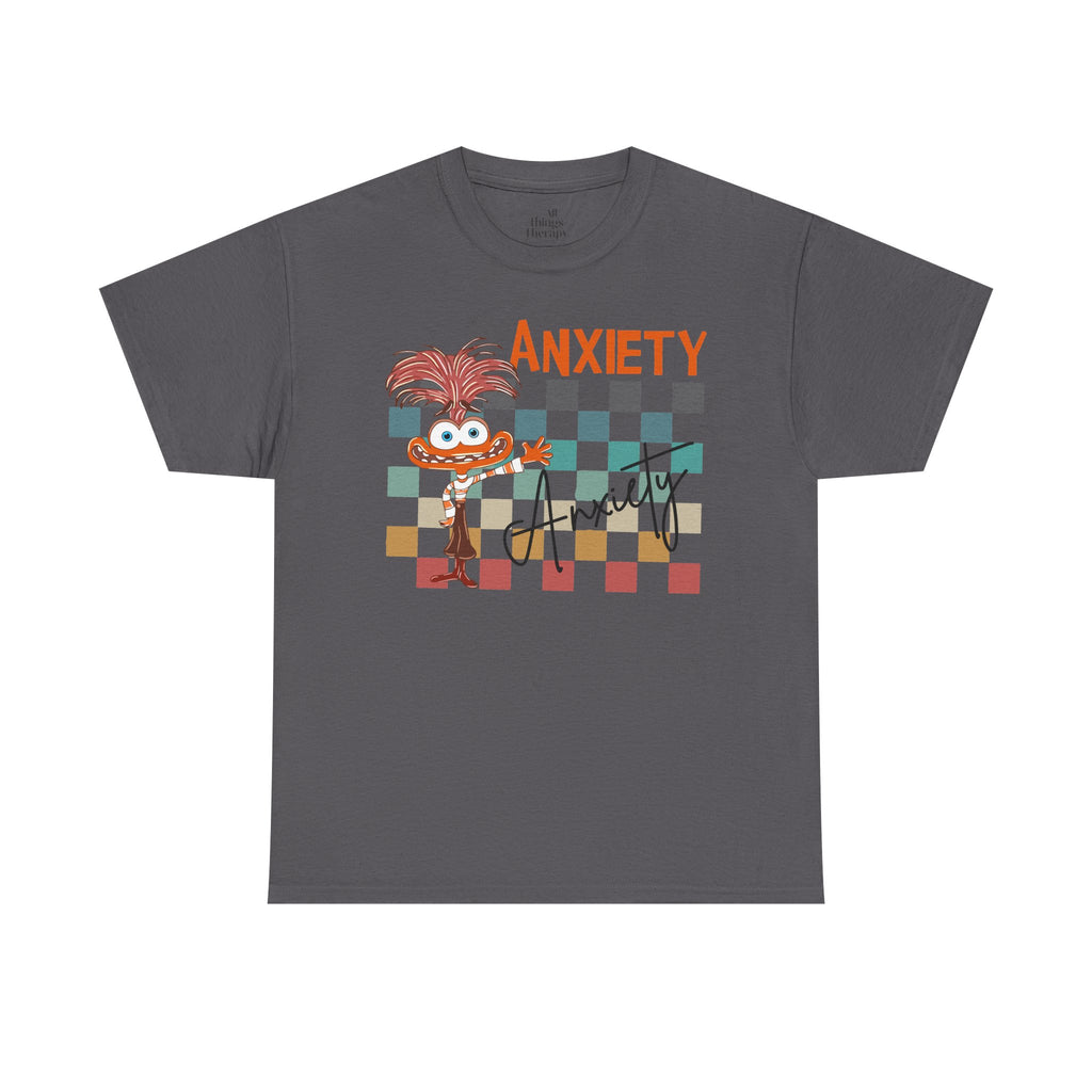 Anxiety Family Graphic Tee — Cute Checkerboard Monster Mental Health Shirt