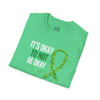Mental Health Awareness Unisex Softstyle T-Shirt - Supportive Green Ribbon Design