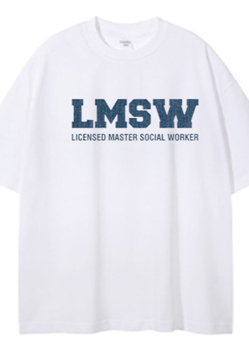 LMSW T-Shirt with Chenille Blue Jean Embroidery