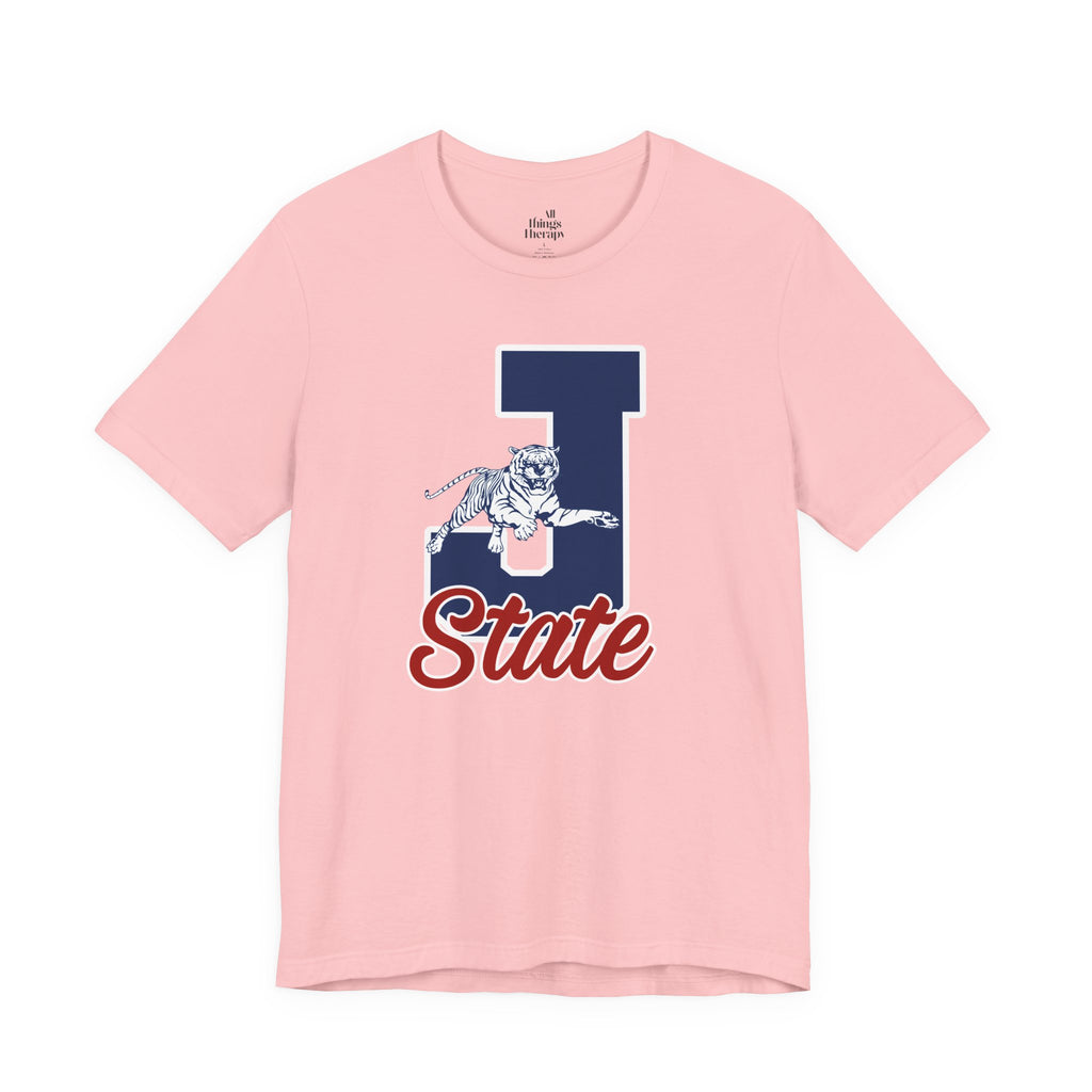 J State Tiger Graphic Tee, Vintage College Shirt, Unisex Casual Wear, School Spirit Apparel, Gift for Students and Alumni