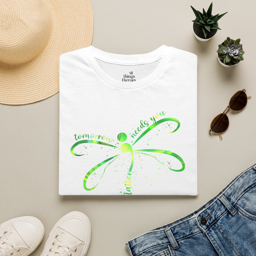 Dragonfly Graphic T-Shirt — "Tomorrow Needs You" Inspirational Tee