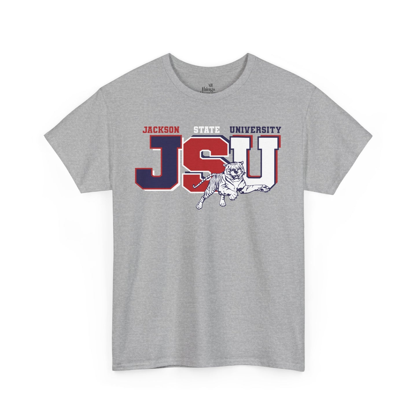 Unisex Heavy Cotton Tee, Jackson University Spirit Shirt, College Apparel, Graduation Gift, Casual Wear, School Pride Tee