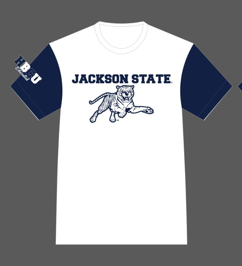JSU Blue Sleeve T-Shirt (Unisex) PRE ORDER. EXPECTED SHIP DATE END OF NOVEMBER