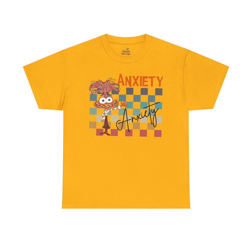 Anxiety Family Graphic Tee — Cute Checkerboard Monster Mental Health Shirt