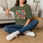T-Shirt — "Hold On, Let Me Overthink This" Colorful Retro Graphic Tee
