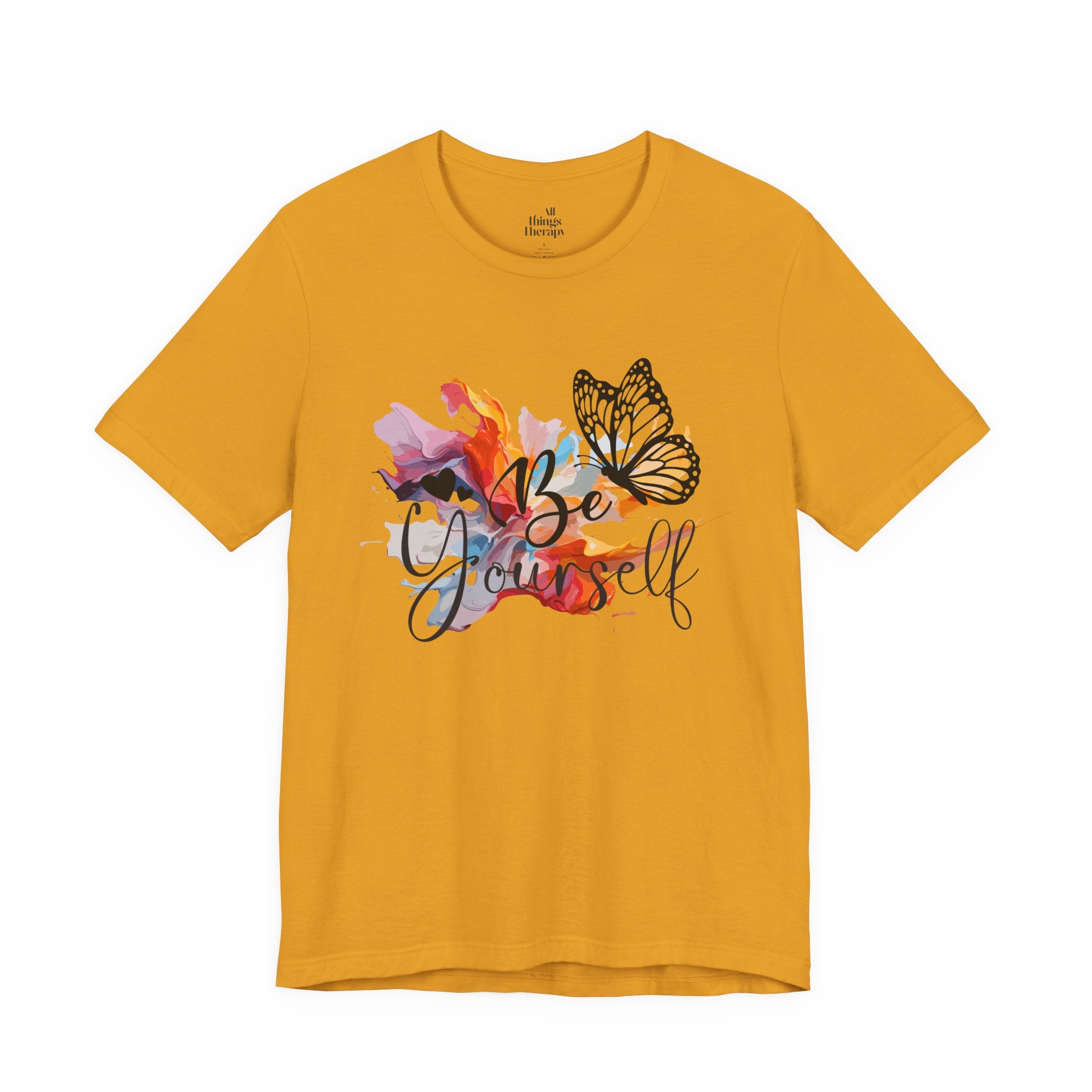 Be Yourself Butterfly T-Shirt — Inspirational Floral Watercolor Tee
