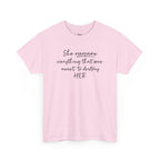 Inspirational Women’s Tee — "She Overcame Everything That Was Meant to Destroy Her"