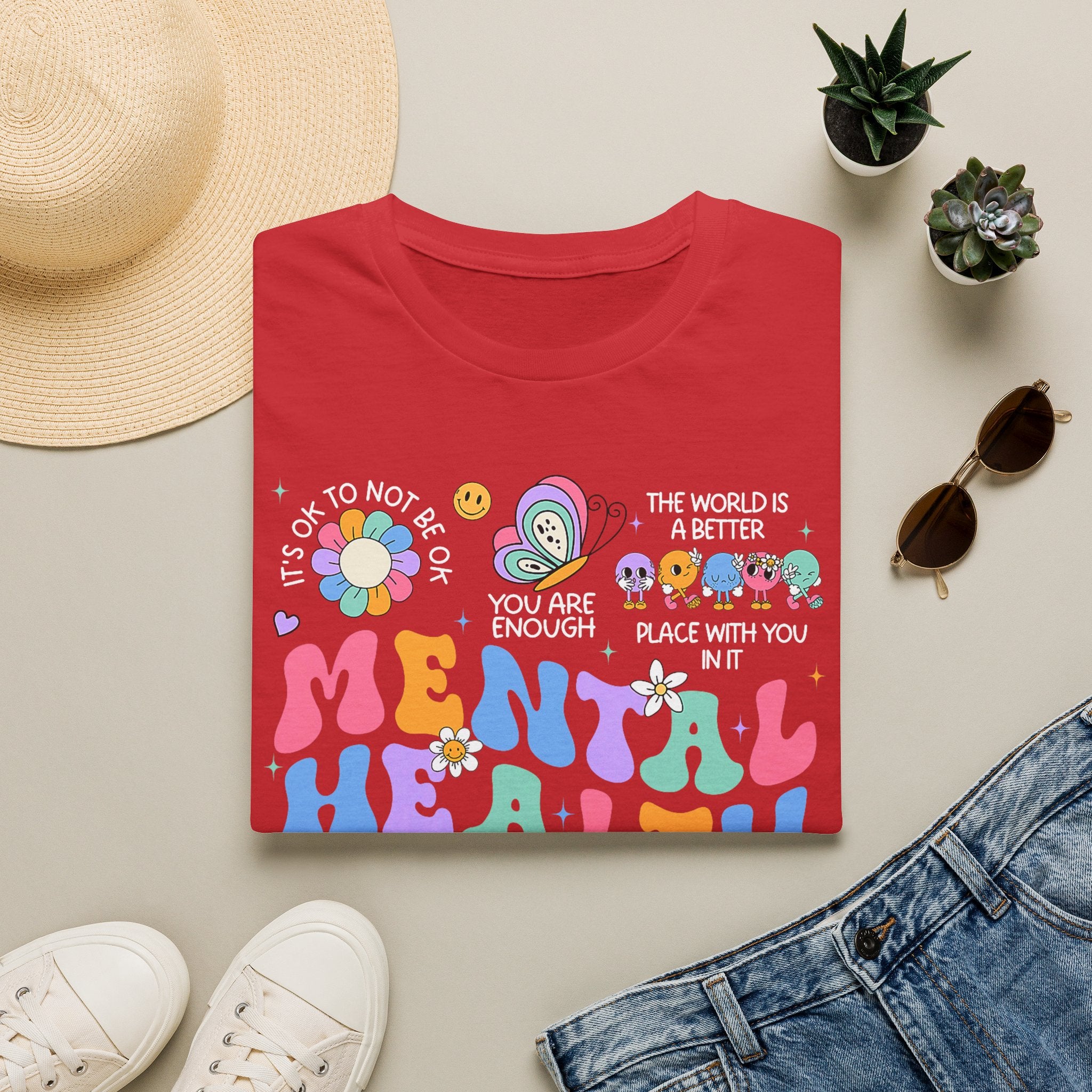 Mental Health Matters T-Shirt — Retro Rainbow Positivity Tee