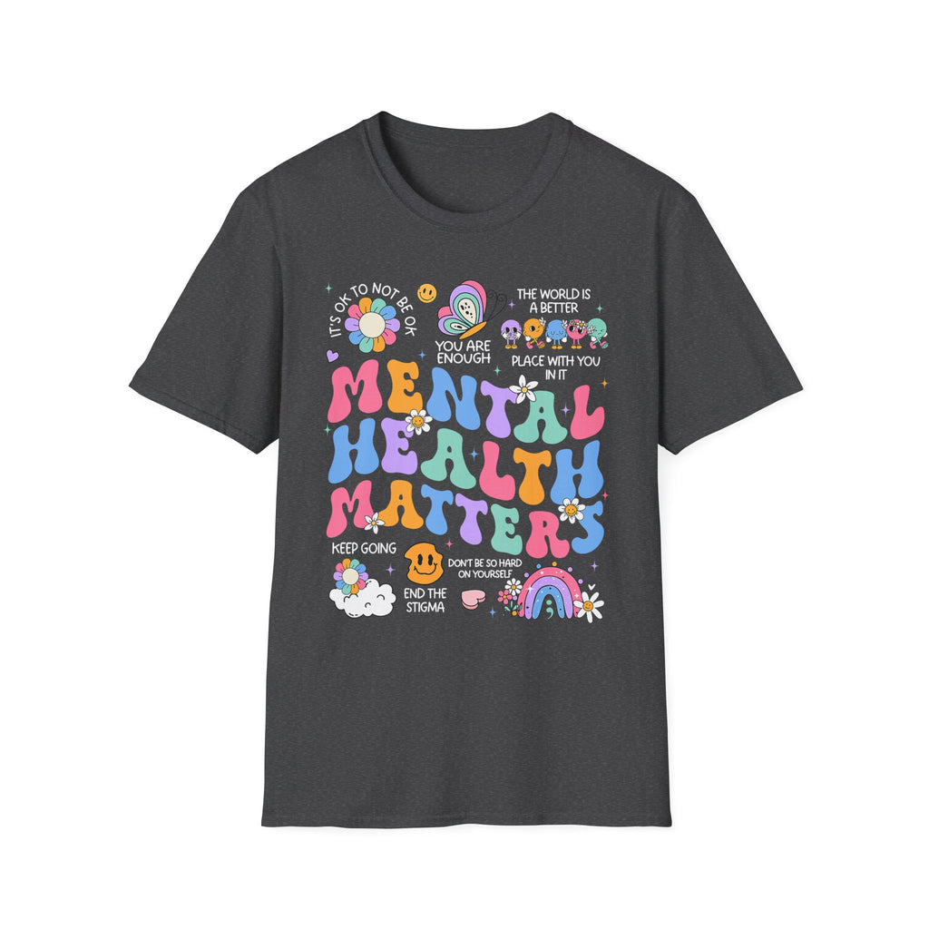 Mental Health Matters T-Shirt — Retro Rainbow Positivity Tee