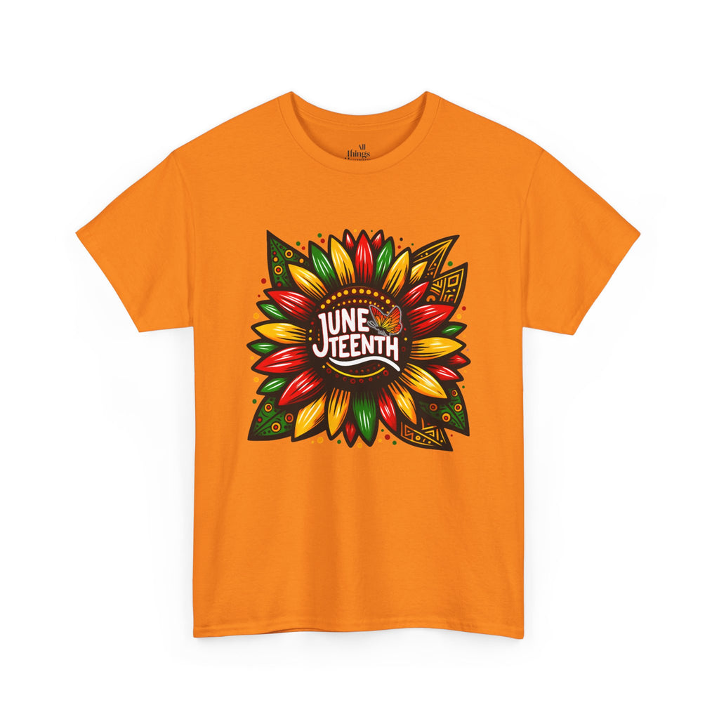 Juneteenth Floral Unisex Heavy Cotton Tee, Celebrate Freedom, Black History Month, Gift for Activists, Summer T-Shirt, Equality Apparel