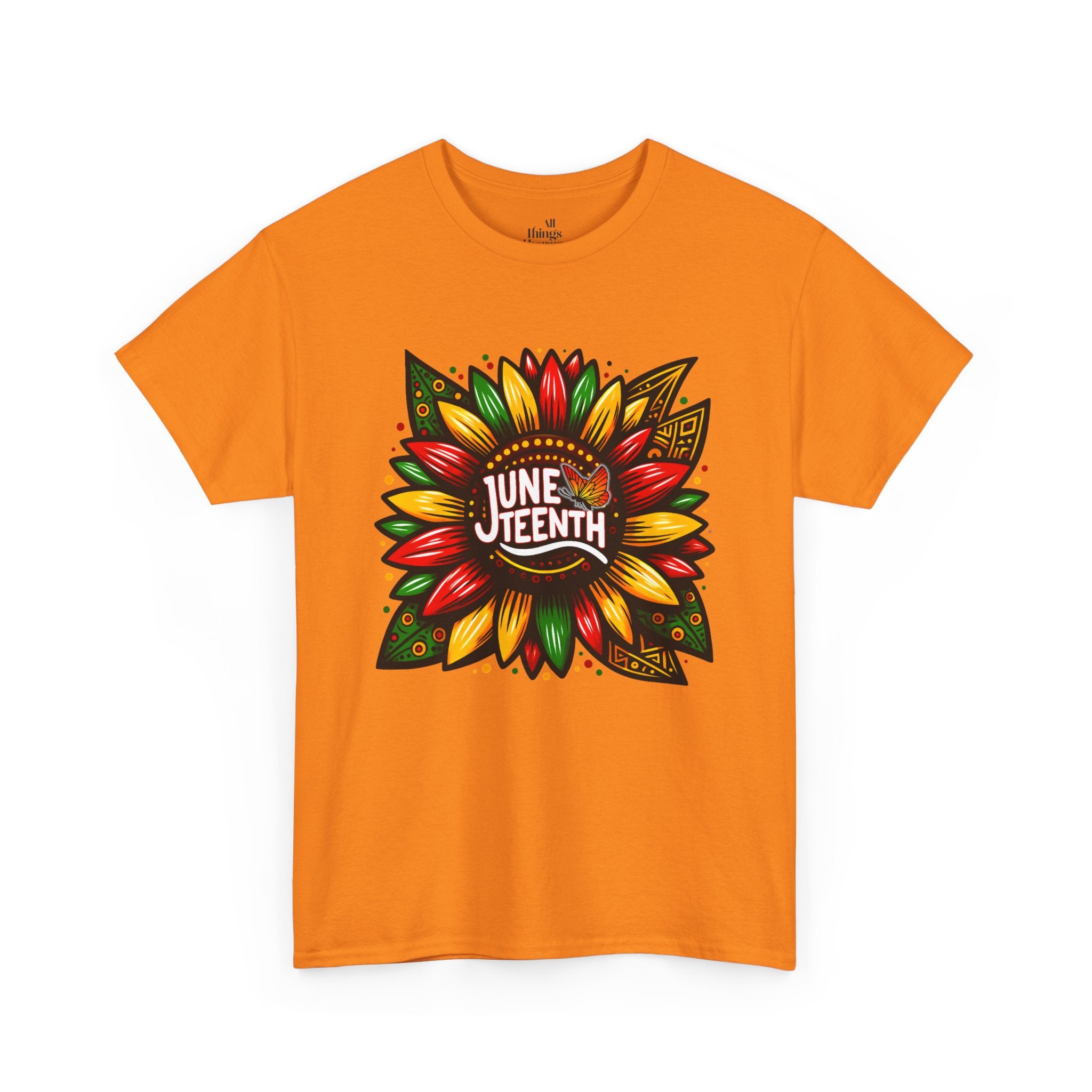 Juneteenth Floral Unisex Heavy Cotton Tee, Celebrate Freedom, Black History Month, Gift for Activists, Summer T-Shirt, Equality Apparel