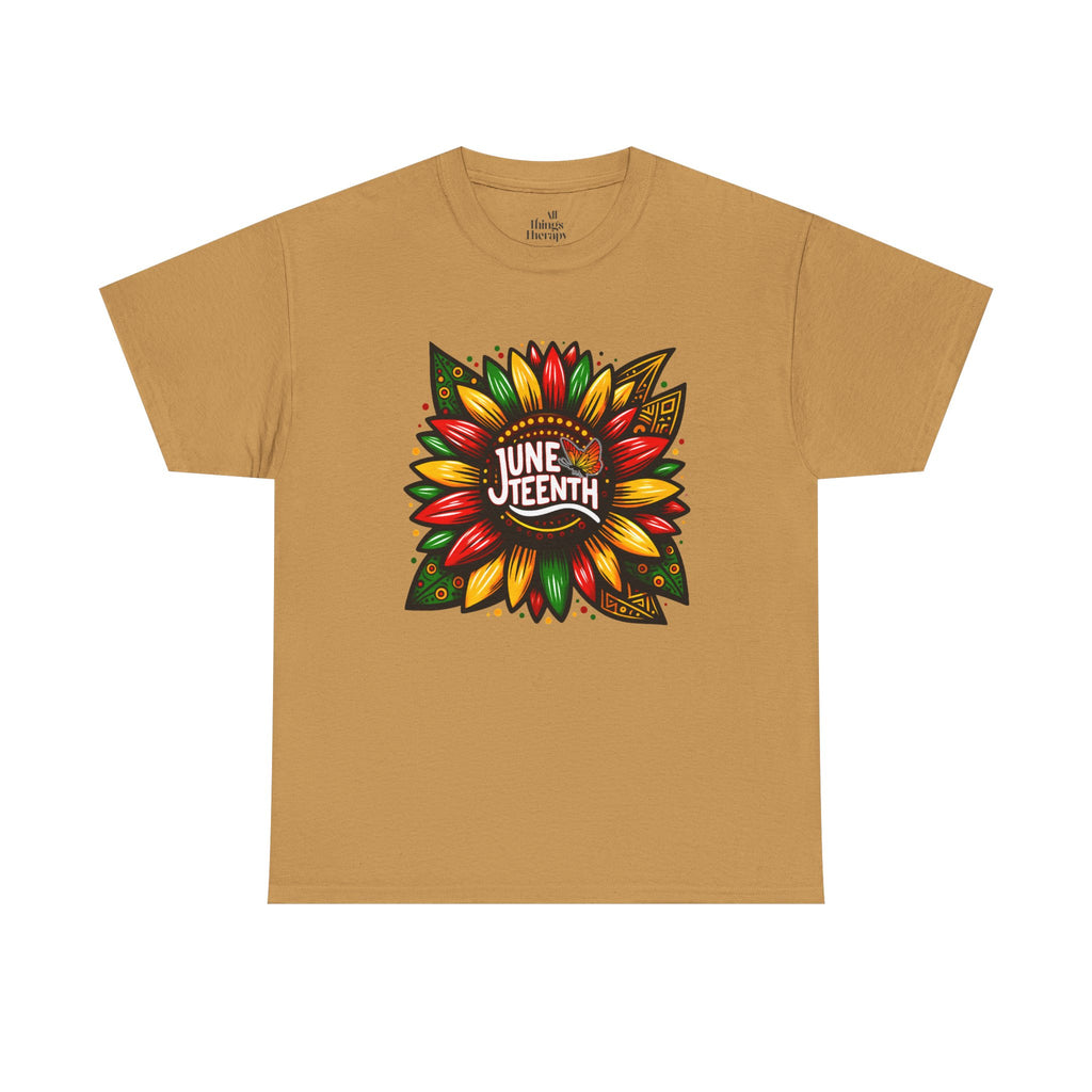 Juneteenth Floral Unisex Heavy Cotton Tee, Celebrate Freedom, Black History Month, Gift for Activists, Summer T-Shirt, Equality Apparel