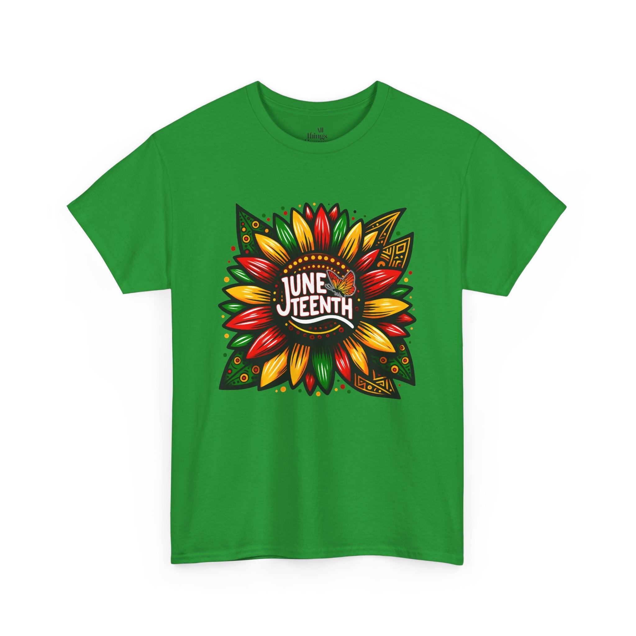 Juneteenth Floral Unisex Heavy Cotton Tee, Celebrate Freedom, Black History Month, Gift for Activists, Summer T-Shirt, Equality Apparel