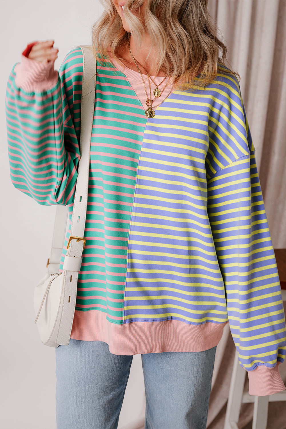 Colorblock Drop Shoulder Oversize Sweatshirt