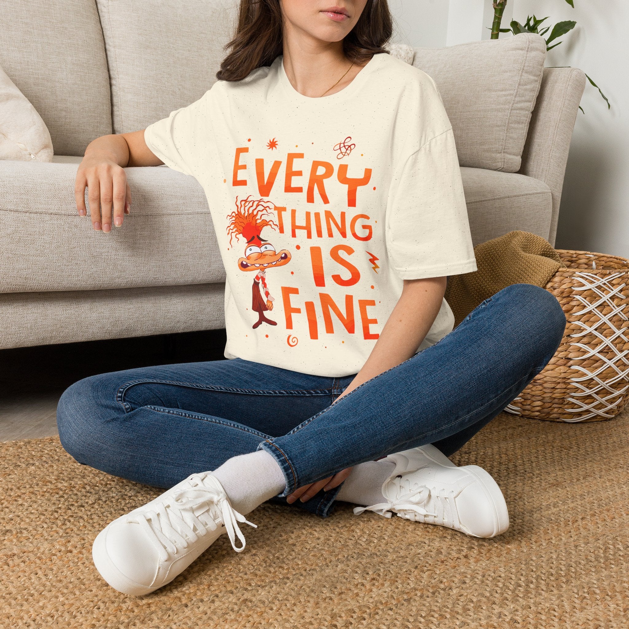 Everything Is Fine T-Shirt — Funny Retro Cartoon Stress Relief Tee