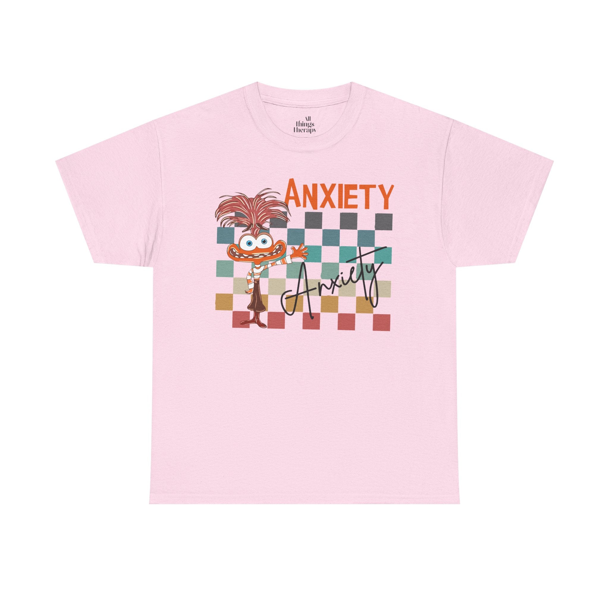 Anxiety Family Graphic Tee — Cute Checkerboard Monster Mental Health Shirt