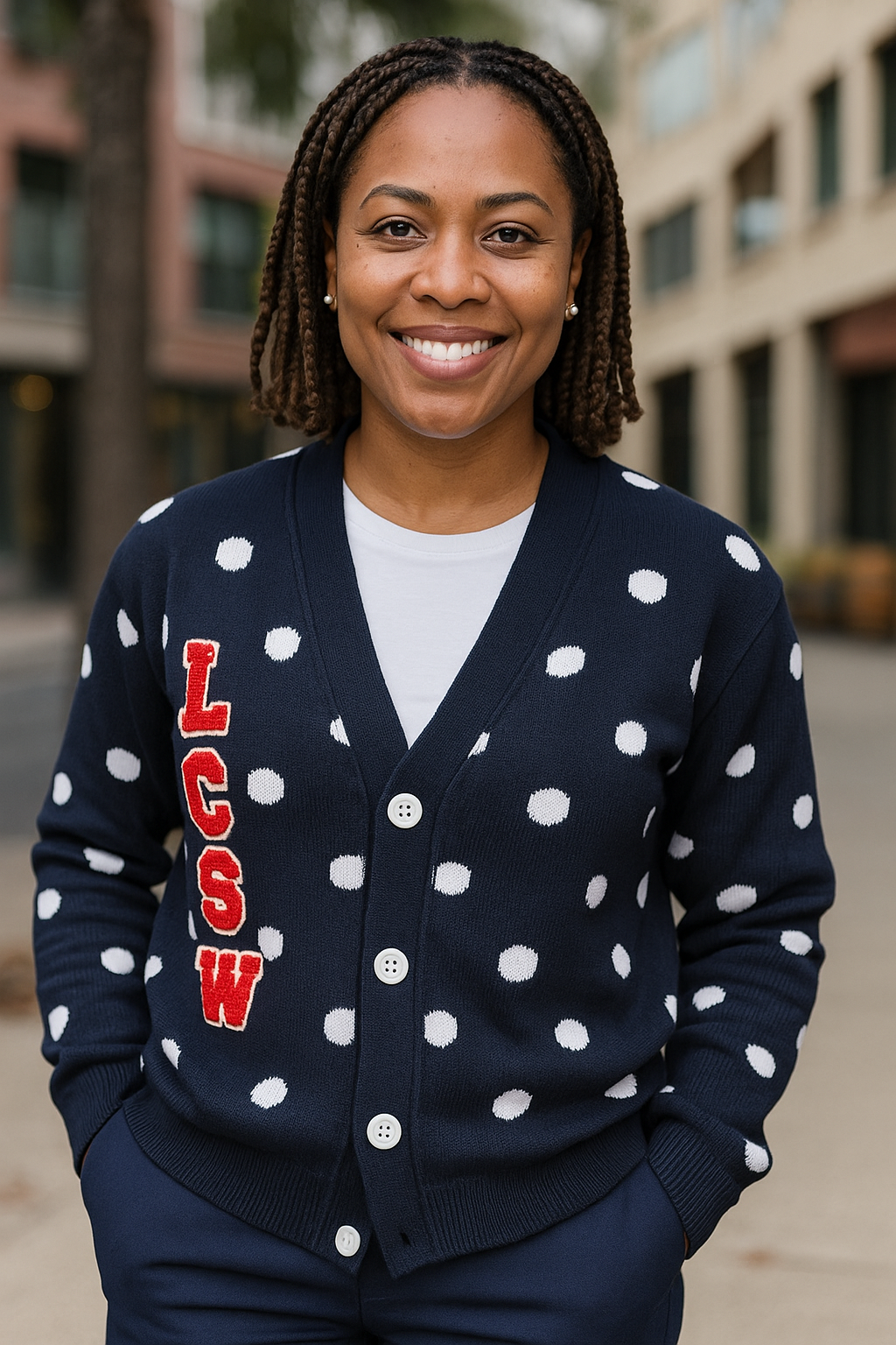 LCSW Polka Dot Cardigan
