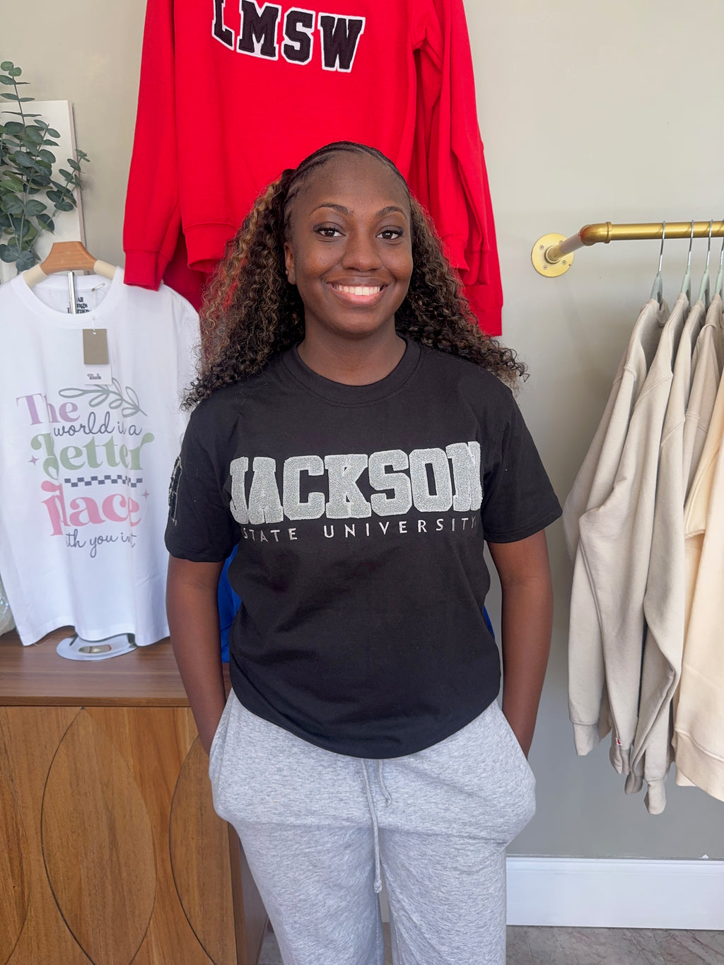 Jackson State University Black and Grey Chenille Tshirt